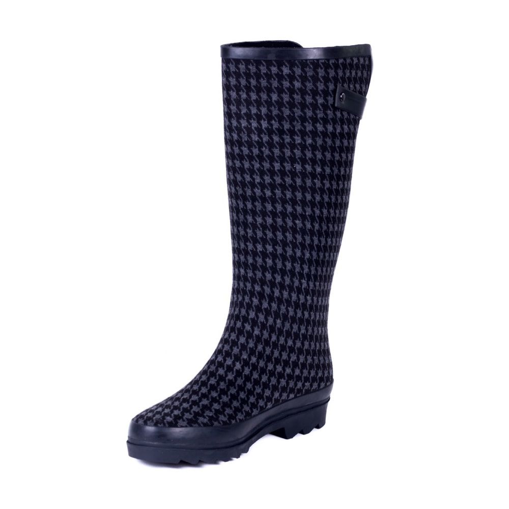 Women Black Fabric-Coated Rubber Rainboots RB-1901 - Picture 3 of 3