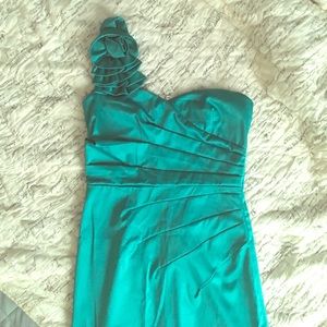 Teal One Shoulder Dress