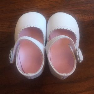 White baby girl Mary Janes. EEUC.