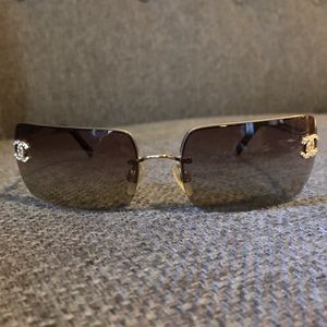 Chanel Rhinestone Rimless Sunglasses