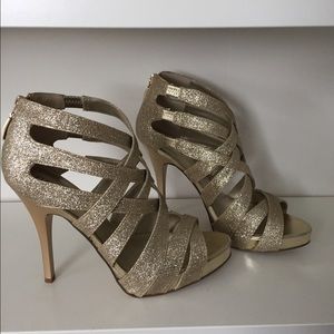 Gold glitter strappy sandals