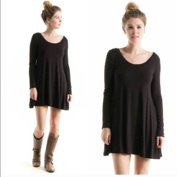 Long Sleeve Round Neck Flare Dress