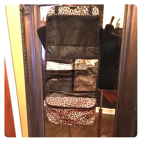 Leopard print makeup travel bag