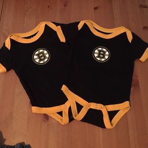 NWOT Set of two Bruins onesies