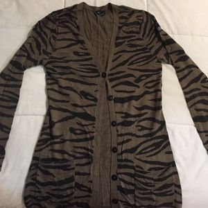 H&M black/olive zebra buttoned cardigan