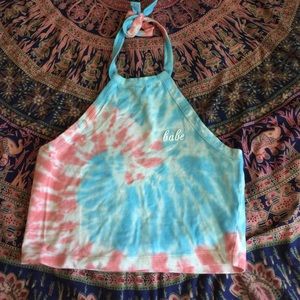 Tie dye cropped halter Pacsun M