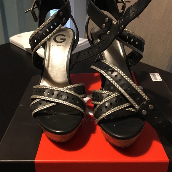 Guess black and silver sandals