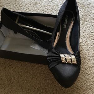 Black satin pumps 9