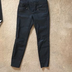 Ann Taylor Coated Black Skinny Jeans