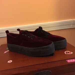 H&M Velvet Platform Shoes