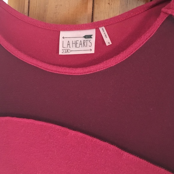 LA HEARTS sheer, red shirt. - Picture 2 of 4