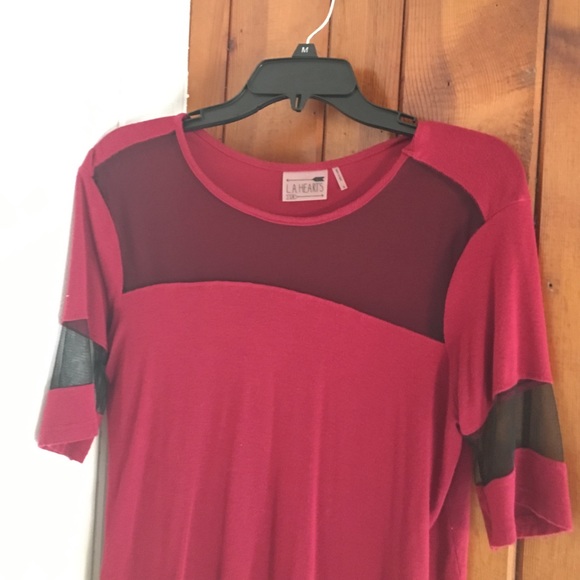LA HEARTS sheer, red shirt. - Picture 3 of 4