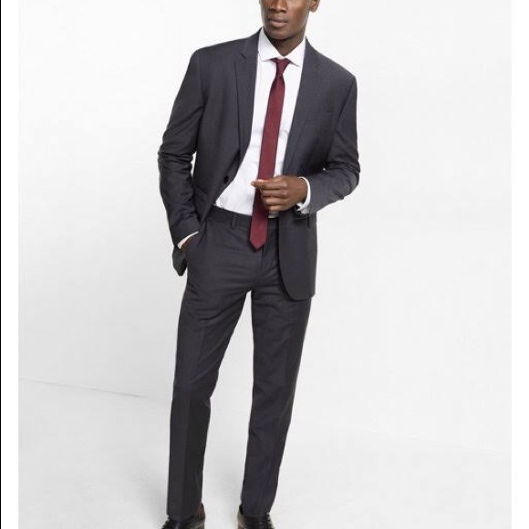 Express photographer slim fit charcoal grey suit