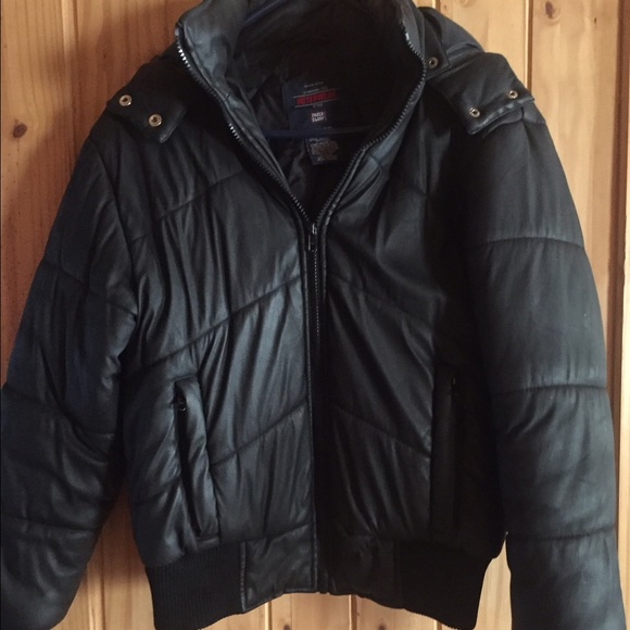 Women's black winter coat with fur lined hood