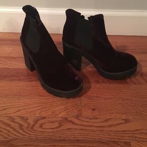 Velvet Burgundy Boots, Brand new!