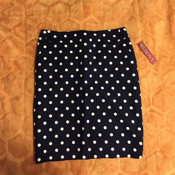 Merona Navy/white polka dot skirt