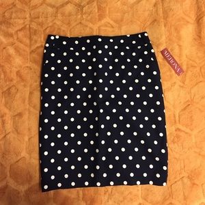 Merona Navy/white polka dot skirt