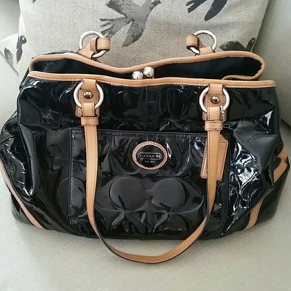 Black Patent Leather Coach Handbag