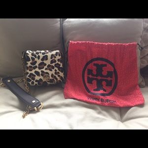 Authentic Tory Burch Leather Leopard Crossbody