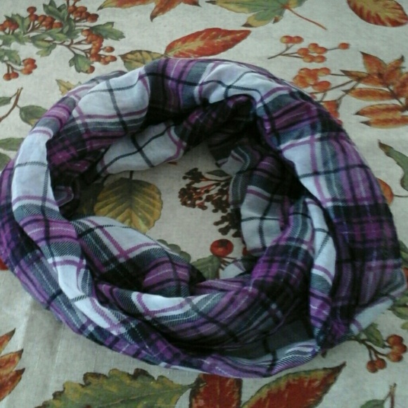 Purple plaid infinity scarf