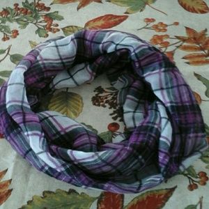 Purple plaid infinity scarf