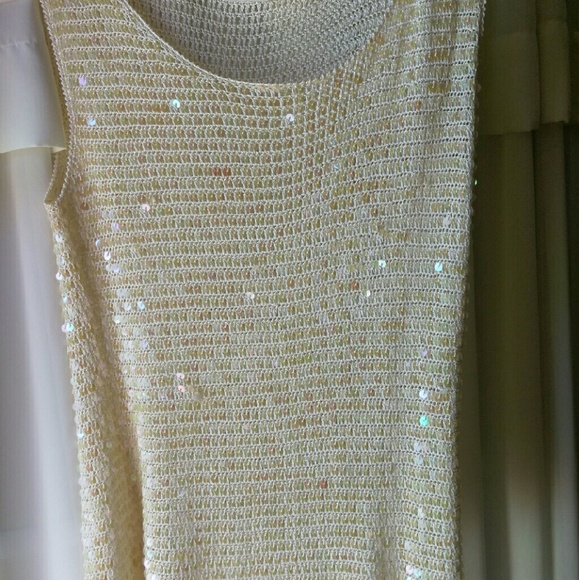 Sequin Crochet Blouse Cream Color