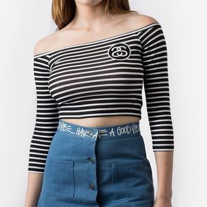 Stussy stripe crop top