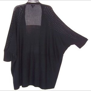 Long black cardigan sweater.