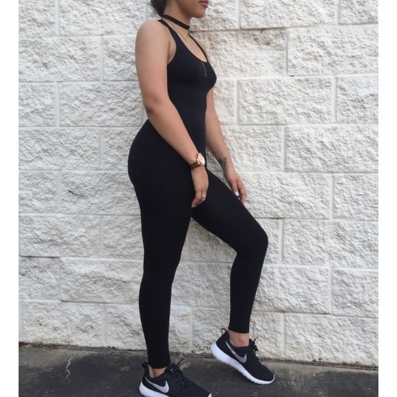 All black tight jumpsuit