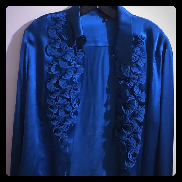 Satin blue Escada blouse