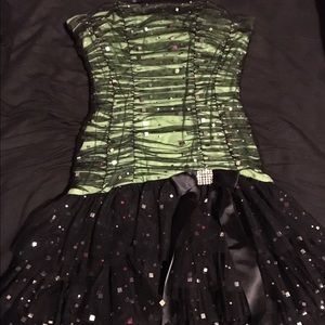 Adorable Black and Green Homecoming Dress