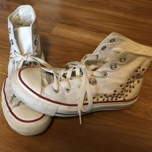 CONVERSE white high top studded
