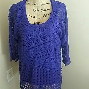 Women's blue. Lace shirt JM collection size1x nwt