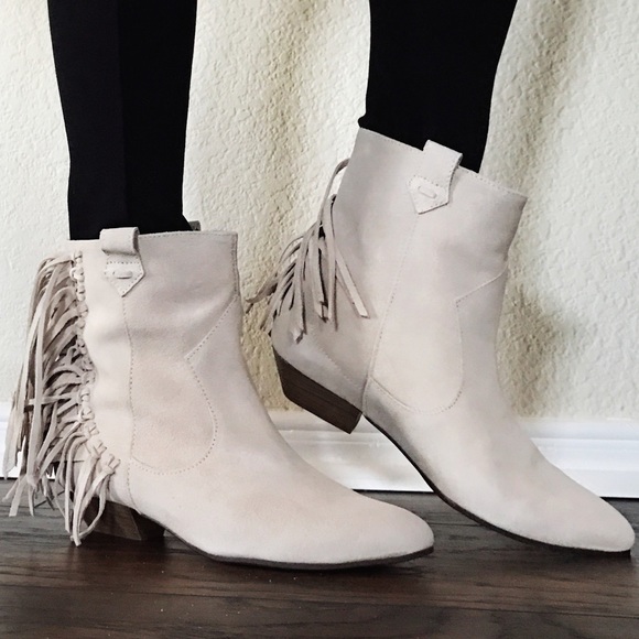 Zara Beige leather fringe boot - Picture 2 of 4