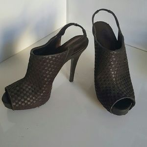 Brown Peep Toe Booties Heels