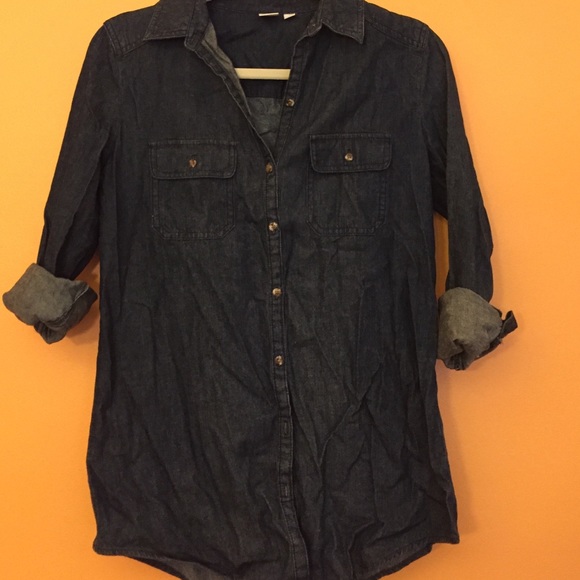 Dark wash chambray shirt