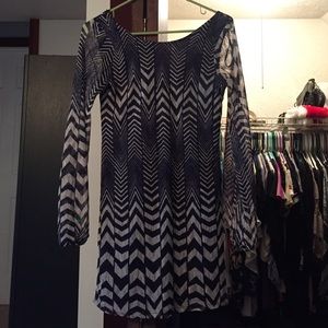 Lone sleeve blue and silver dress