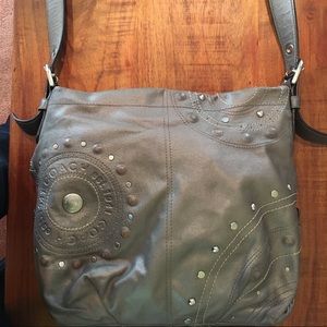 Pewter Leather Coach Purse