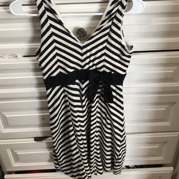 Flowy cotton Cream dress with black stripes