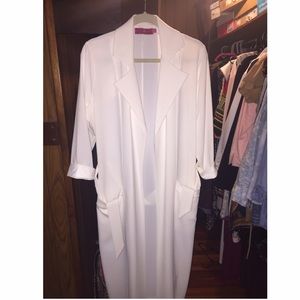 Turn Up Cuff White Duster