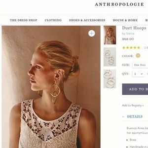 Anthropologie Duet Hoop Earrings! Sold out!