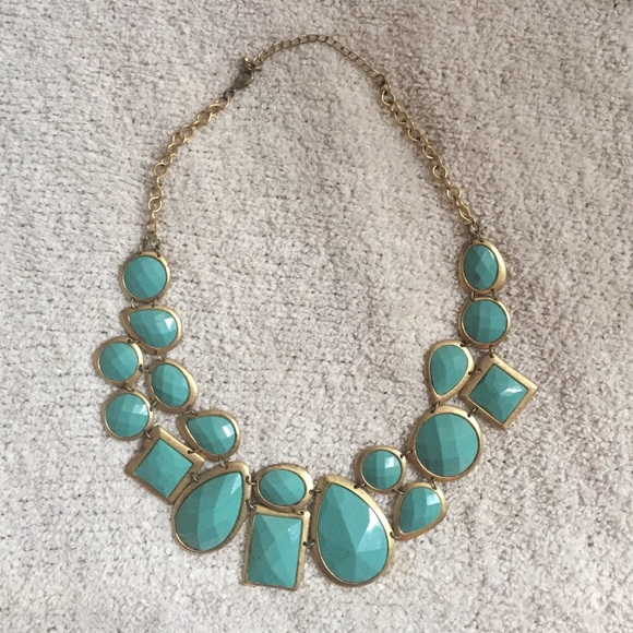 TEAL/GOLD STATEMENT NECKLACE