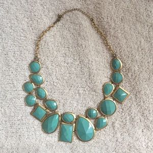 TEAL/GOLD STATEMENT NECKLACE