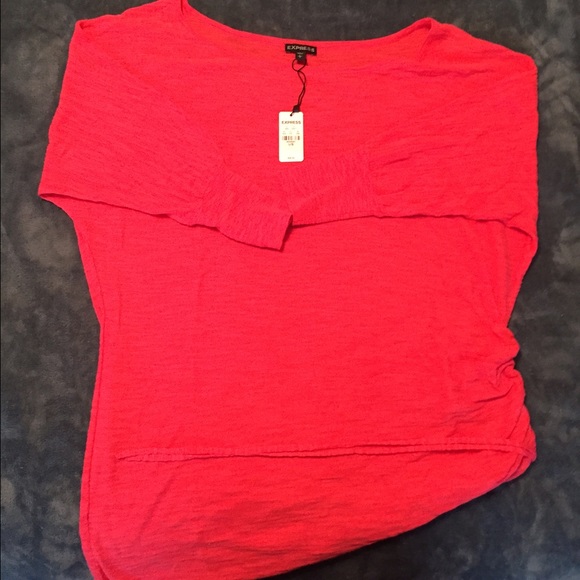 Express light weight coral cinched sweater, size L