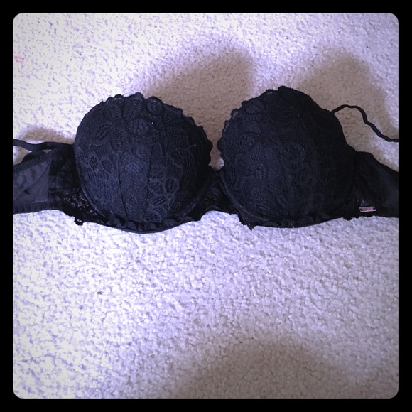 Pink black date bra push-up 32 D lace