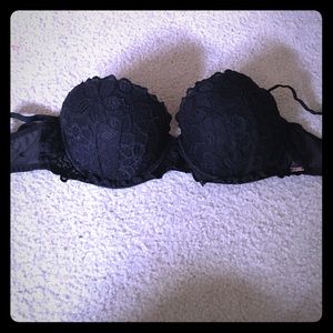 Pink black date bra push-up 32 D lace