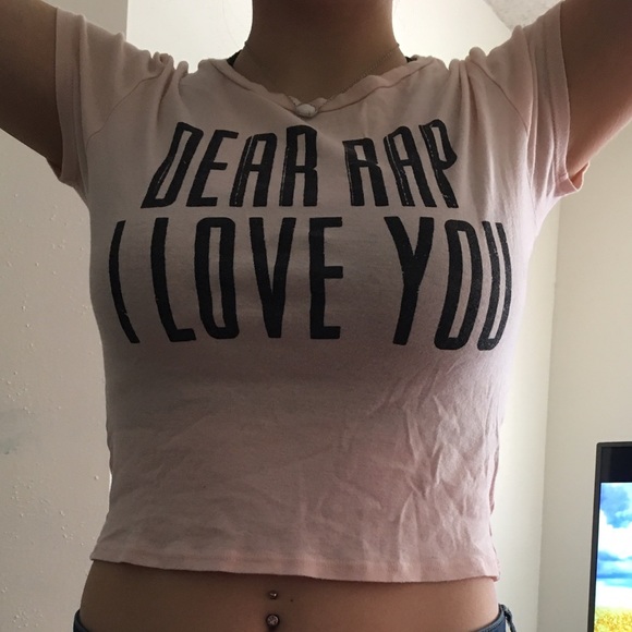 "Dear rap I love you" graphic crop-top coach