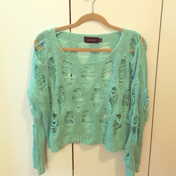 MINKPINK Sweaters - MINKPINK funky mint green cropped sweater