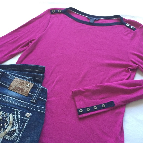Tommy Hilfiger Tops - Tommy Hilfiger pink and navy long sleeve tee