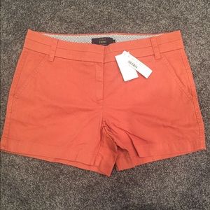 JCREW Deep Coral Chino Shorts Size 4 NWT